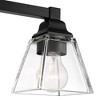 Regency Hill Mencino Modern Wall Light Sconce Black Hardwire 20" 3-Light Fixture Clear Glass Shade for Bedroom Bathroom Vanity Reading Living Room - 3 of 4