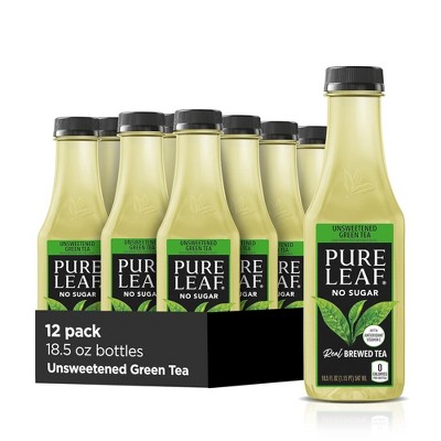 Pure Leaf Iced Tea, Unsweetened Green Tea - 18.5 fl Oz Bottles (Pack of 12)