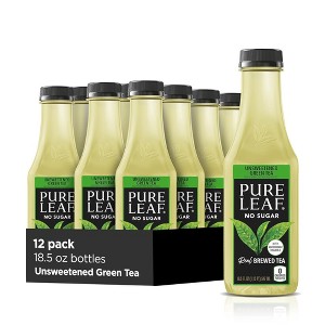 Pure Leaf Iced Tea, Unsweetened Green Tea - 18.5 fl Oz Bottles (Pack of 12) - 1 of 3