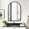 24 x 35 Inch Black Wooden Rounded Arched Mirror Cabinet Bathroom Vanity Mirror with Adjustable Shelves - 4 of 4