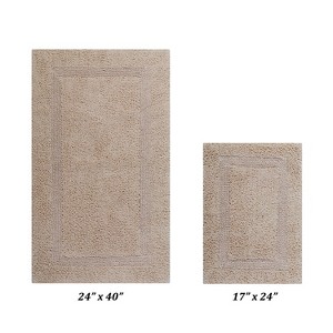 Lux Premium 100% Cotton Tufted Solid Reversible 2 PC Bath Rug Set – Ultra-Soft, Water-Absorbent, Durable, Machine Washable Bathroom Rug - 1 of 4