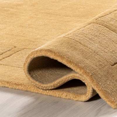 Golden Butter Handmade Wool Rectangular Area Rug, 9' x 12'