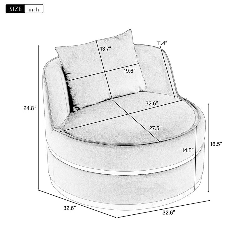 360 Degree Swivel Accent Chair, Velvet Upholstered Barrel Chair with Cushion-ModernLuxe, 4 of 15