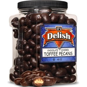 Chocolate Covered Toffee Coated Pecans by It's Delish, 48 OZ Jumbo Container - 1 of 4
