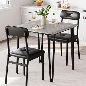 homfan 2-Person Dining Table Set, Modern Square Dining Table With 2 Upholstered Chairs - 1 of 4