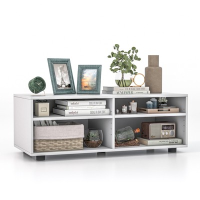 Costway 4-Cubby TV Stand with Storage TV Console Table with Adjustable Shelves Cable Management Hole & Cover for TV up to 40”
