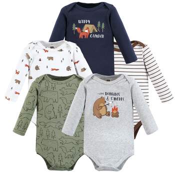 Hudson Baby Infant Boys Cotton Long-Sleeve Bodysuits, Camping Animals
