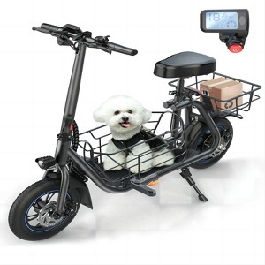 Mastgoal 550W Electric Scooter with Seat for Adults, 12 inch Electric Scooter for Dogs with Front & Back Basket- up to 20 Miles 18.6MPH-Black - 1 of 4