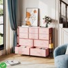10-Drawer Storage Organizer Fabric Dresser w/Wood Tabletop & Side Pockets Clothing Chest of Drawers - 4 of 4