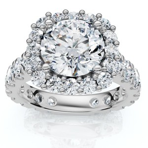Pompeii3 Certified 3Ct Lab Created Cushion Halo Diamond Engagement Ring 14k Gold/Platinum - 1 of 4