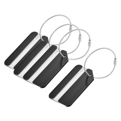 Unique Bargains Aluminium Lightweight Identifier Card Travel Luggage Tags 4 Pcs