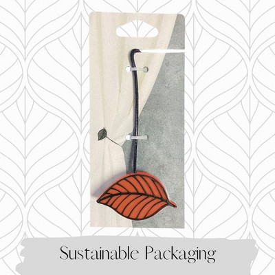 Terracotta Resin Leaf Pattern Magnetic Curtain Tiebacks, Set of 2
