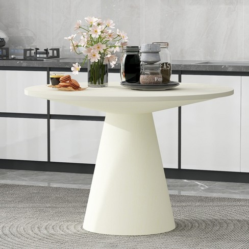 46.5''W Retro Round Dining Table, Minimalist Elegant Wood Table for Living Room -ModernLuxe - image 1 of 4