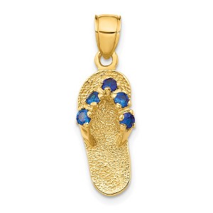 Black Bow Jewelry 14k Yellow Gold September Cubic Zirconia Birthstone Flip Flop Pendant - 1 of 4