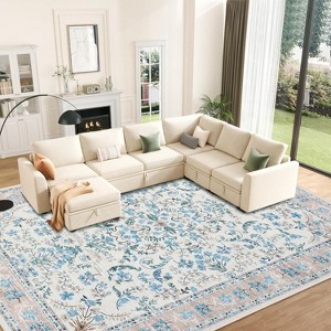 Area Rug for Living Room, Washable, Non-Slip, Soft Floral Rug for Living Room, Bedroom, Dining Room - 1 of 4