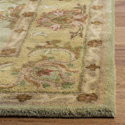 Green and Gold Hand-Tufted Wool Area Rug