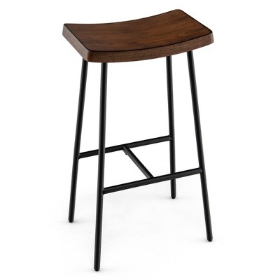 Tangkula Industrial Saddle Stool Bar Height Bar Stool Dining Pub Chair w/ Metal Frame