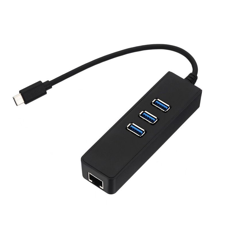 Sanoxy USB-C USB 3.1 Type-C Male to 3-Port USB 3.0 Hub RJ45 Gigabit Ethernet Adapter, 1 of 6