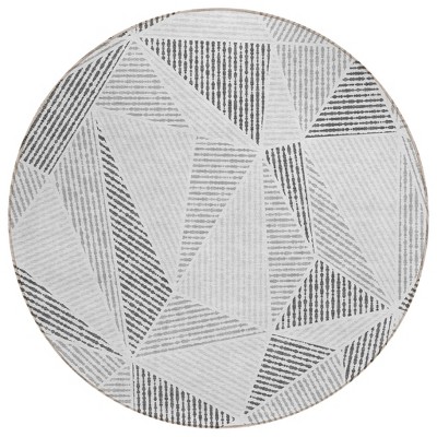 Gray Charcoal And Silver Geometric Washable Indoor Outdoor Area Rug