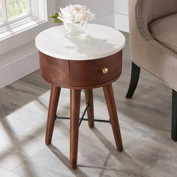 Bangalore Round End Table White/Brown - Steve Silver Co.