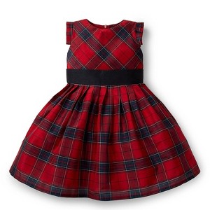 Hope & Henry Girls' Taffeta Party Dress (Red Plaid, 2T) - 1 of 4