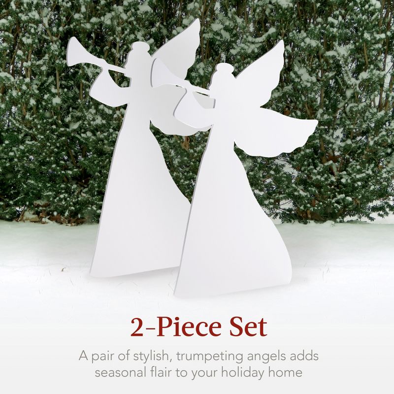 Best Choice Products 3ft Set of 2 Christmas Angel Yard Decorations w/ Weather-Resistant PVC, 4 Stakes, 2 of 8