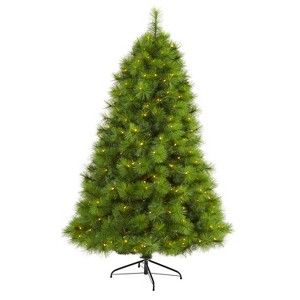 6.5ft. Green Pine Artificial Christmas Tree with 350 Clear LED Lights – Timeless Holiday X-Mas Glow - 1 of 4