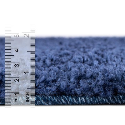 Navy Blue Rectangular Stain-Resistant Synthetic Area Rug