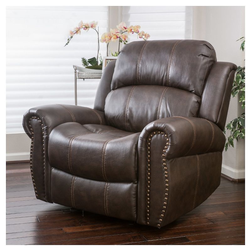 Charlie Faux Leather Leather Glider Recliner Club Chair Dark Brown - Christopher Knight Home, 3 of 6