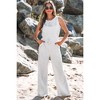 Amaryllis Women’s Sleeveless Knit Jumpsuit Soft Lounge One-Piece Wide Leg Elastic Drawstring Waist Relaxed Fit - 4 of 4