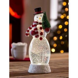 Evergreen Beautiful Christmas Snowman Spinning Water LED Table Top Decor - 5 x 5 x 13 Inches Indoor/Outdoor Decoration - 1 of 4