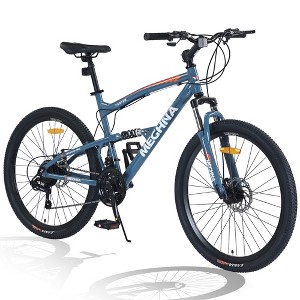 VisioGear Bicycles, 26 Inch Mountain Bike, 21-Speed MTB with Dual Suspension for Men and Women, Blue, 25.98"*41.73"*70.87" - 1 of 4