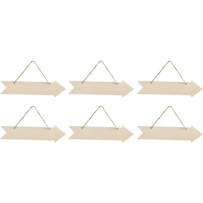 Juvale 6 Pack Unfinished Hanging Wood Signs for Crafts, Blank Wooden DIY Plaques (9 x 6 in, 3 Designs)
