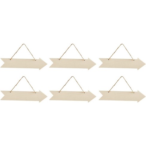 6 Pack Unfinished MDF Hanging Wood Plaques for Crafts with Jute Rope, Blank  Wooden Sign for DIY Painting, 3 Designs (9x6 In)