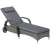 Resenkos Outdoor Premium Chaise Lounge Chair - 5-Level Adjustable Backrest, Rattan Weave, Poolside Comfort With Wheels, Cushion & Headrest, Mixed Gray - 2 of 4