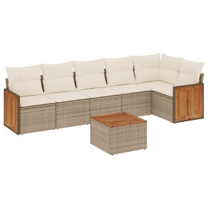 vidaXL Garden Sofa Set Beige, Cream white - 1 of 4