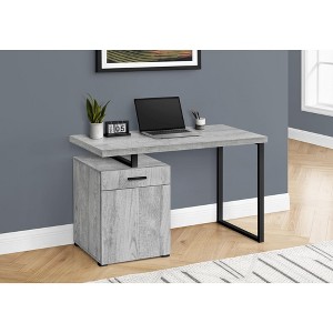 Vynxaria Computer Desk, Home Office, Laptop, Left, Right Set-up, Storage Drawers, 48"l, Work, Grey Laminate, Black Metal, Modern - 1 of 4