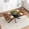 70.86" Vintage Rectangular Extendable Dining Table with Antique Wood Top and Black Embossed Panel - 4 of 4
