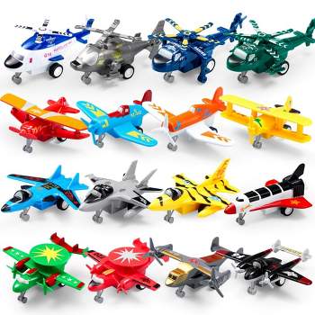Syncfun 16 Pcs Pull Back Airplane Toys, Boys Plane Playset, Aircraft Incl Helicopter Toys, Fighter Jet Toys, Bomber Biplane Toy, Gifts for Toddler s