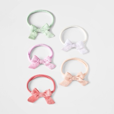 Image of Baby Girls' 5pk Skinny Dotted Bow Headwrap - Cloud Island™