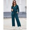 Women's Summer Casual Two-Piece Set with Wide Leg Pants and Button Down Shirt - 2 of 4