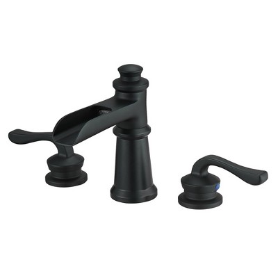 BWE 8 in. Waterfall Widespread 2-Handle 3 Holes Bathroom Faucet With Metal Drain in Spot Resist