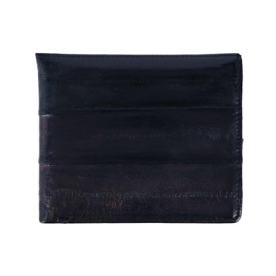 CTM Men's Eel Skin Leather Bifold Wallet with Coin Pouch
