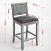 QingMoon Rattan-Back Bar Stools, Upholstered Wooden Counter Height Chairs Set of 2, with High-Resilience Foam and S-Springs for Kitchen Island, Pub - 4 of 4