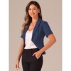 Allegra K Women's Business Casual Open Front Notch Lapel Lightweight Short Sleeve Cardigan Blazer - 2 of 4