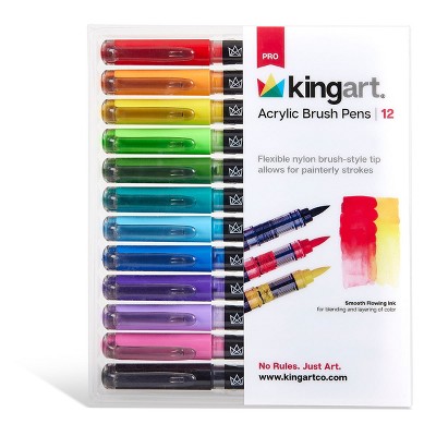 KINGART PRO Acrylic Paint Brush Pens 12 Colors