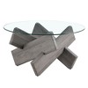 NicBex 33.4" Round Coffee Table with MDF Legs,End Table with Tempered Glass Top,Distinctive Design Tea Table,Center Table for Living Room - 2 of 4