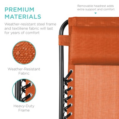 Burnt Orange Adjustable Zero Gravity Lounger Set with Cushions and Tray