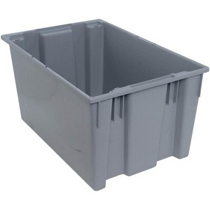 Quantum Storage Systems Stack And Nest Tote, 29-1/2"W X 19-1/2"D X 15"H, Heavy Duty, 3.70 Cu. Ft. Capacity, Gray Polypropylene - 1 of 2