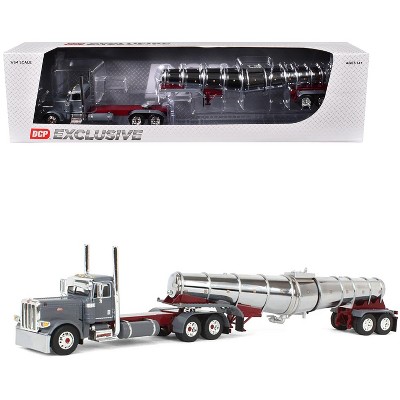 Peterbilt 389 Day Cab and Polar Deep Drop Tank Trailer "North Coast Wine" Gray 1/64 Diecast model by DCP/First Gear